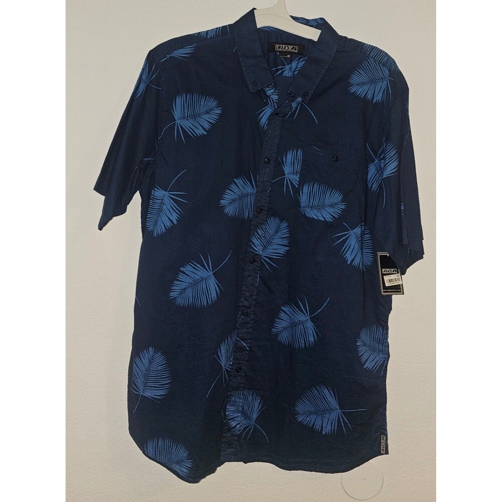 Cooke Street Blue Palm Aloha Hawaiian Floral Shirt Sz Men's 2XL XXL Hawaii 808